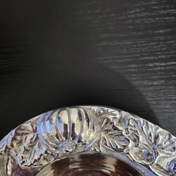 Holland Boone Polished Pewter 8 Inch Round 3D Relief Pumpkin Bowl - Picture 2 of 10